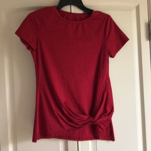 Knotted feature wine red t shirt